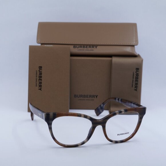 Final Price! Burberry BE2375 3966 Check Brown Eyeglasses 53mm - Picture 1 of 11
